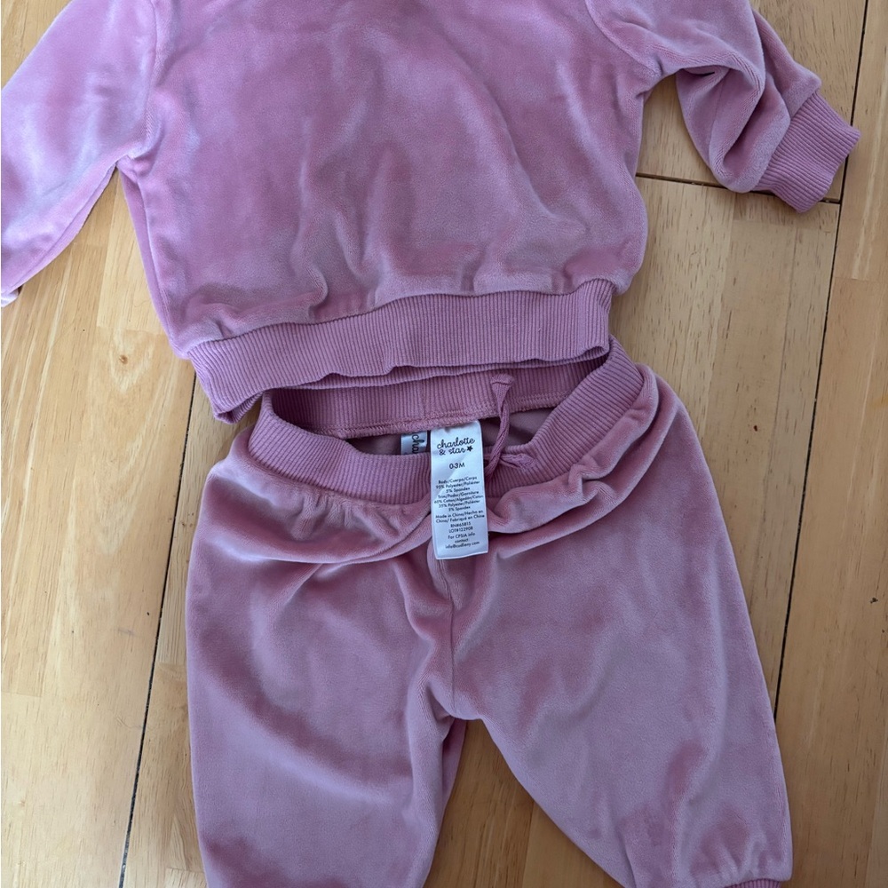 Pink Velour Baby Outfit